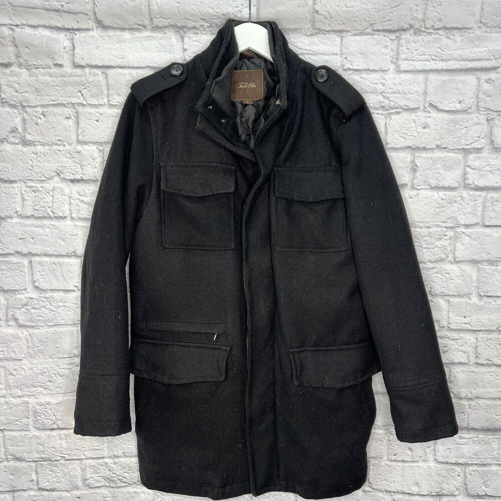 Tasso Elba Wool Field OverCoat Size S Thick Black Insulated Winter Quilt Lined